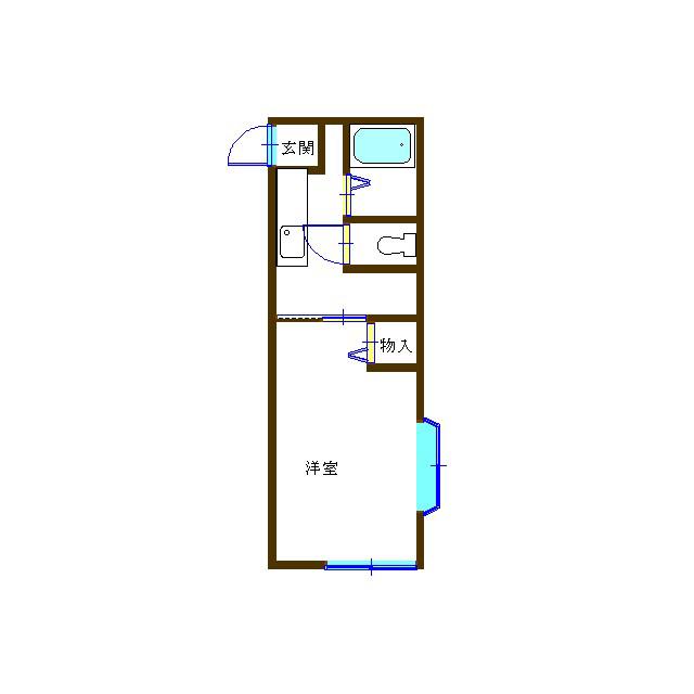 ハイツ宮崎C棟(1K/1階)の間取り写真