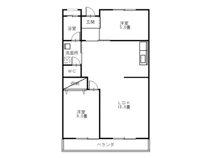 グリーンハイツ(2LDK/2階)の間取り写真
