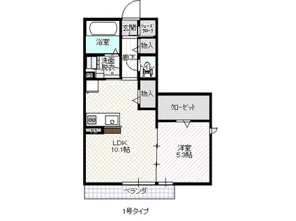 ル・グラン・アロー(1LDK/1階)の間取り写真