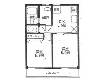 第二オモテハイツ(2DK/1階)の間取り写真