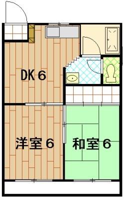 シャトー中川(2DK/2階)の間取り写真