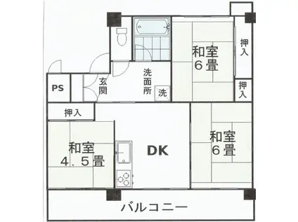 グリーンパークCASA 1号棟(3DK/1階)の間取り写真