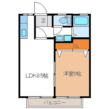 パナハイツ中倉(1LDK/1階)の間取り写真