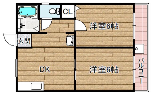 藤原ハイツ(2DK/1階)の間取り写真