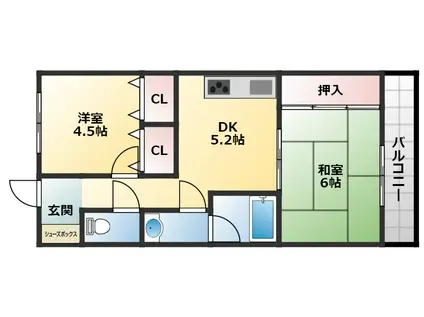 新栄プロパティー島泉(2DK/3階)の間取り写真