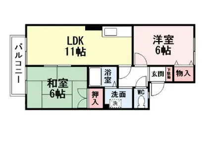 セジュール高松(2LDK/1階)の間取り写真