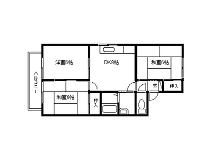 ニューセジュール沖村(3DK/1階)の間取り写真