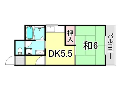 シード1(1DK/2階)の間取り写真