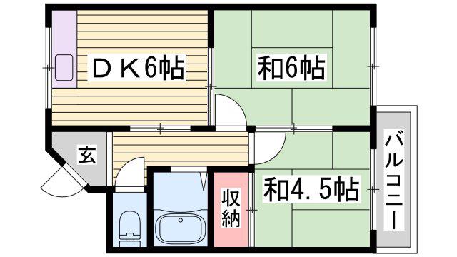 コーポ御立(2DK/2階)の間取り写真