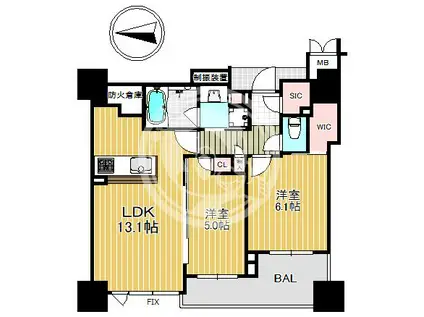 THE CROSS CITY TOWER(2LDK/20階)の間取り写真