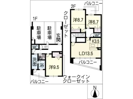 OSM植田弐番館(3LDK/1階)の間取り写真