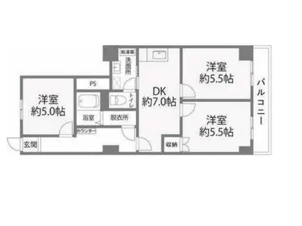 仙台ファーストマンション(3DK/4階)の間取り写真