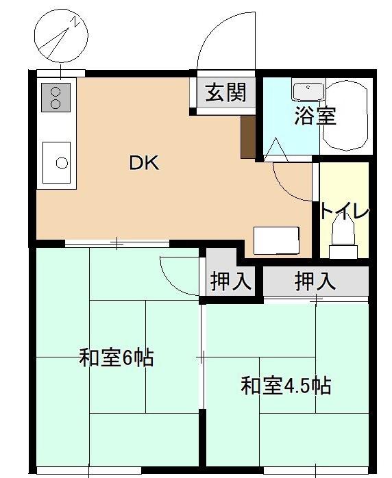 コーポひろえ(2K/1階)の間取り写真