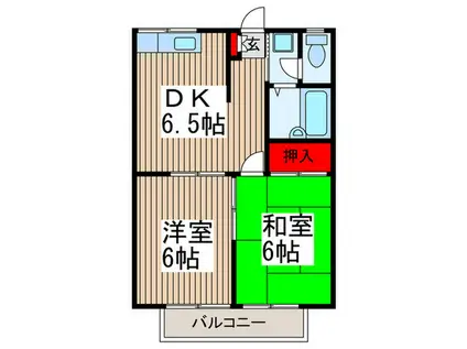 エステートピアブラウンハット(2DK/1階)の間取り写真