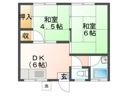 グリーンコーポ(2DK/1階)の間取り写真