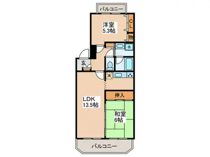 フィール野川(2LDK/4階)の間取り写真