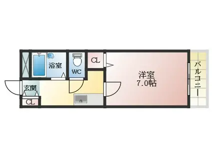 Wハイツ高鷲(1K/1階)の間取り写真