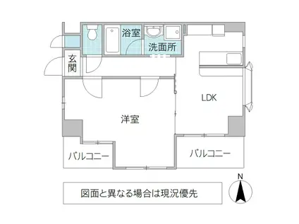 白山第2グリーンコーポ(1LDK/2階)の間取り写真