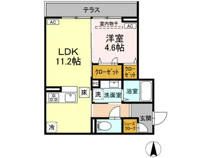 D-ROOM ET宮城野区栄2丁目(1LDK/1階)の間取り写真