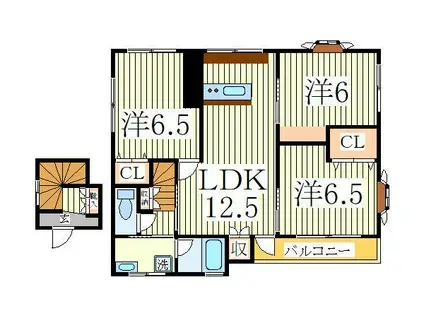 ディポールレジデンスII(3LDK/2階)の間取り写真
