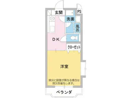 ビュー西富士(1DK/3階)の間取り写真