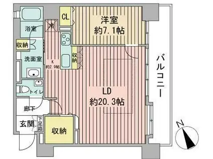 S-FORT中島公園(1LDK/7階)の間取り写真