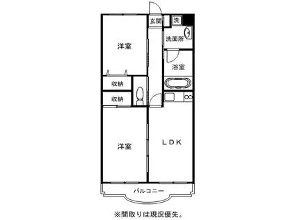 グランビューI(2LDK/3階)の間取り写真