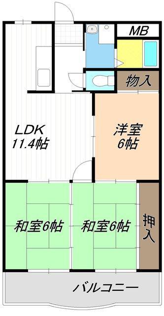 ハーバーグランドハイツ杉浦(3LDK/3階)の間取り写真