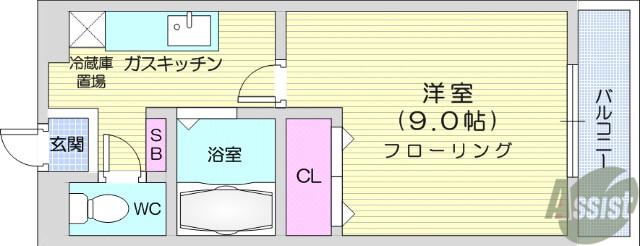 アラモード南光台(1K/1階)の間取り写真