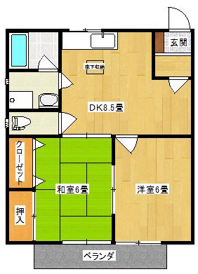 コーポラス・K(2DK/1階)の間取り写真