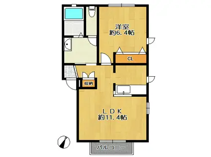 フォーレスK(1LDK/2階)の間取り写真