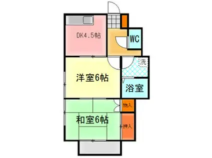 小西屋コーポ(2DK/2階)の間取り写真