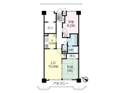 リーベスト八乙女(2LDK/2階)の間取り写真