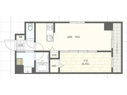 ル・シエル呉服町(1LDK/6階)の間取り写真