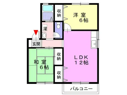 シャルマンヴィラージュ(2LDK/1階)の間取り写真