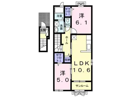 CASA・AVANZATOII(2LDK/2階)の間取り写真