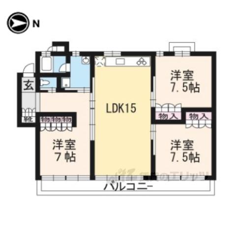 アーバネックス三条(3LDK/3階)の間取り写真