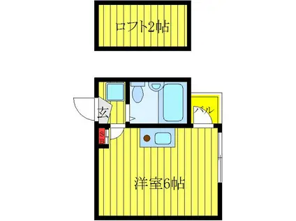 BLESSハナサ(ワンルーム/2階)の間取り写真