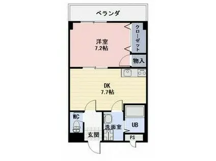 LIMPIAちとせ(1DK/2階)の間取り写真