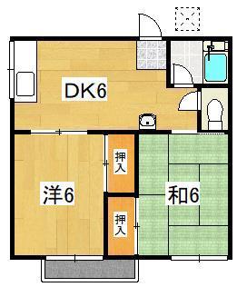 さつき荘A(2DK/2階)の間取り写真