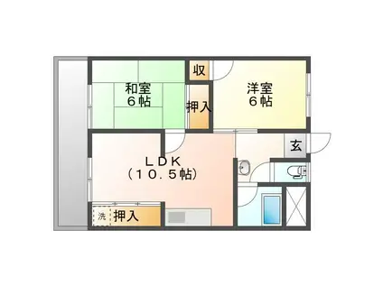 AAビル(2LDK/4階)の間取り写真