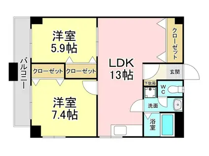 フェルト168(2LDK/5階)の間取り写真