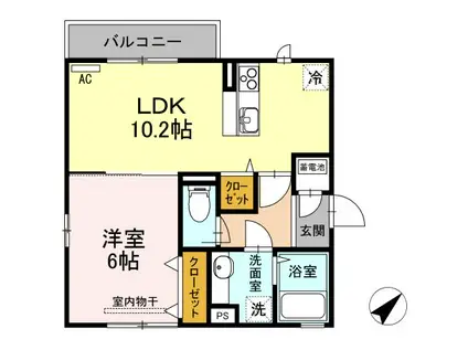 ファミール岡本III-D(1LDK/3階)の間取り写真
