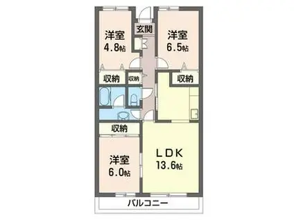 ロイヤルグランデ宮野木台(3LDK/2階)の間取り写真