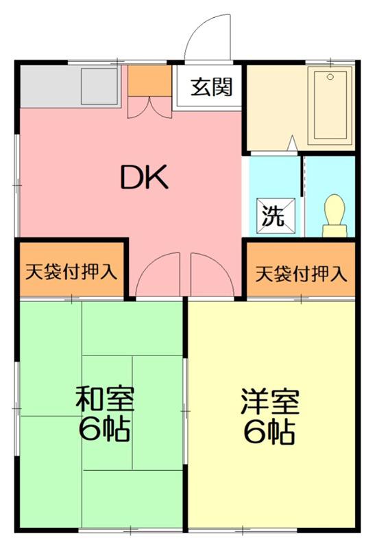 B小倉ハイム(2DK/2階)の間取り写真