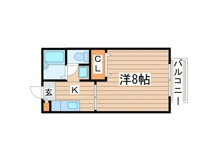 ハイマートK B棟(1K/2階)の間取り写真