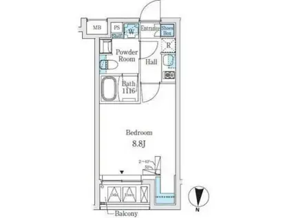 SOLASIARESIDENCE亀戸(1K/4階)の間取り写真