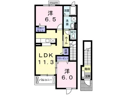 グリーンフィールドD(2LDK/2階)の間取り写真