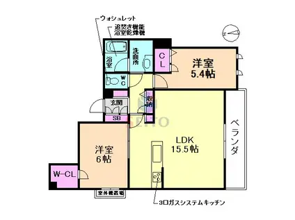 ヴィアソーレ曽根(2LDK/3階)の間取り写真