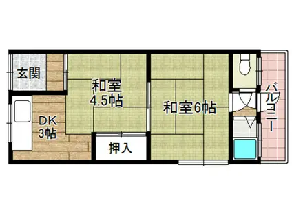 よすみコーポB棟(2DK/1階)の間取り写真